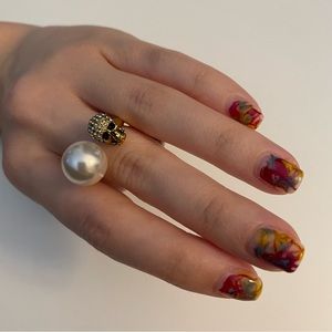 Alexander McQueen Skull & Pearl Ring